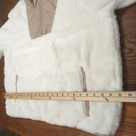 Lands’ End Women’s Fleece Pullover L Ivory Tan Half Zip Sherpa Jacket Soft Cozy - Picture 13 of 16